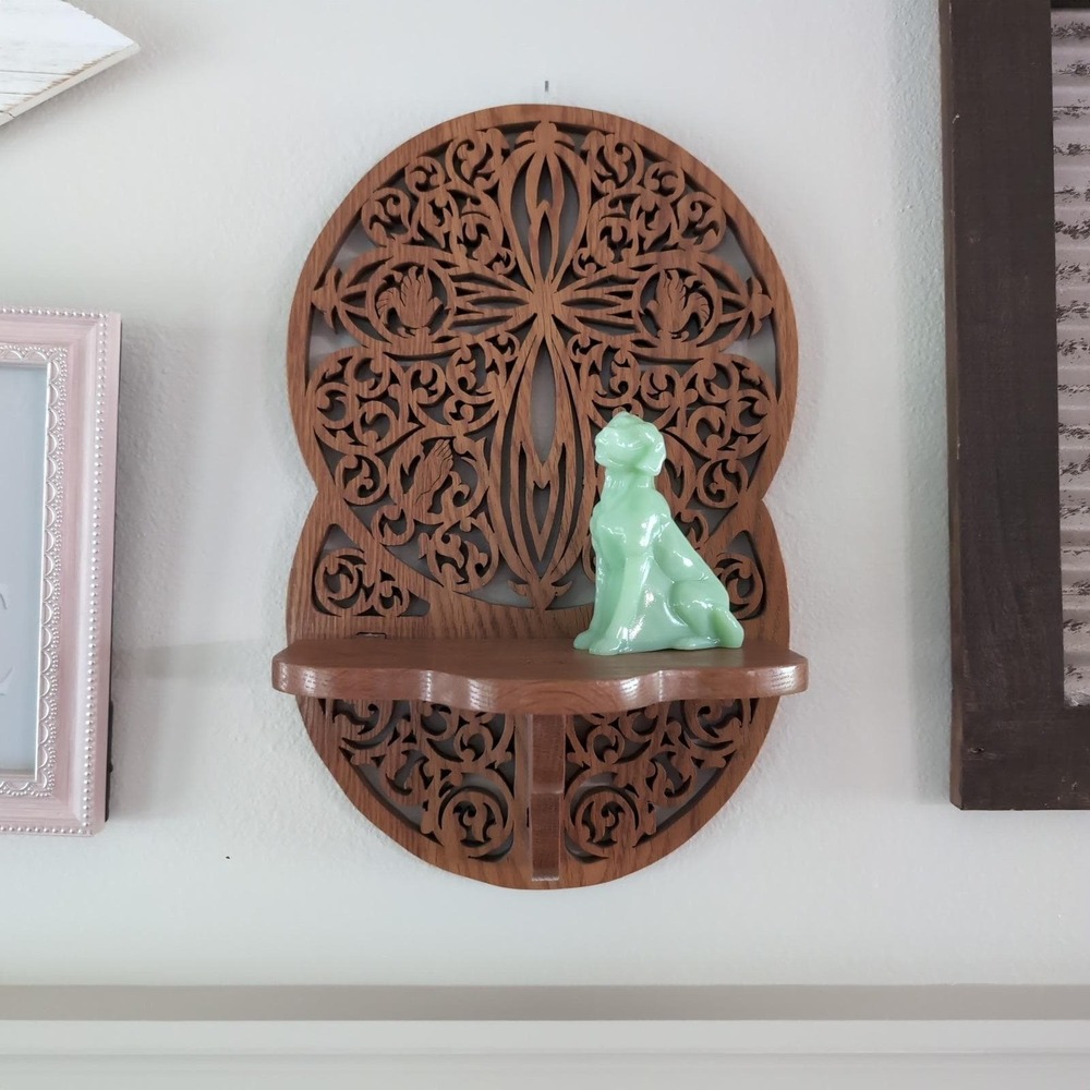 Vintage Handmade Fretwork Wood Wall Shelf Scrollwork Victorian Ornate Laser Cut